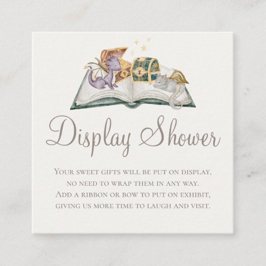 Boho Storybook Dragon Baby shower Display Douche Informatiekaartje (Voorkant)