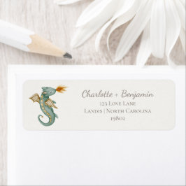 Boho Storybook Dragon Baby shower Retouradres Etiket