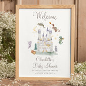 Boho Storybook Dragon Baby shower Welkom Poster