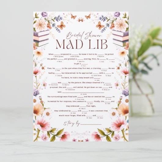 Boho Storybook Floral Mad Libs Vrijgezellenfeest s (Staand voorkant)