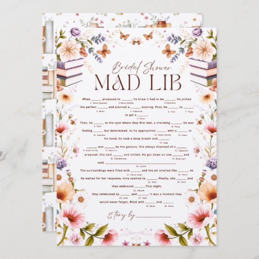 Boho Storybook Floral Mad Libs Vrijgezellenfeest s (Voorkant / Achterkant)