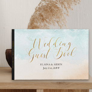 Boho Strand Bruidspilaar Met Monogram Huwelijk Gastenboek