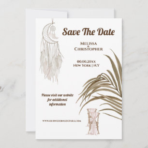 Boho strand dromenvanger trouwjurk chic save the date