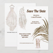 Boho strand droomvanger trouwjurk chic save the date (Voorkant / Achterkant)