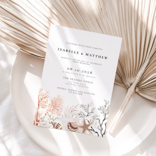 Boho strand koraal rif bruiloft kaart