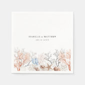 Boho strand koraal rif bruiloft servet (Voorkant)