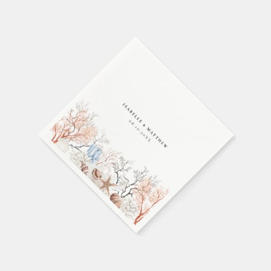 Boho strand koraal rif bruiloft servet (Hoek)