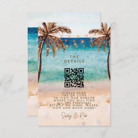 boho strand QR code bruiloft informatie kaart (Voorkant / Achterkant)