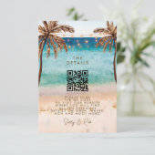 boho strand QR code bruiloft informatie kaart (Staand voorkant)