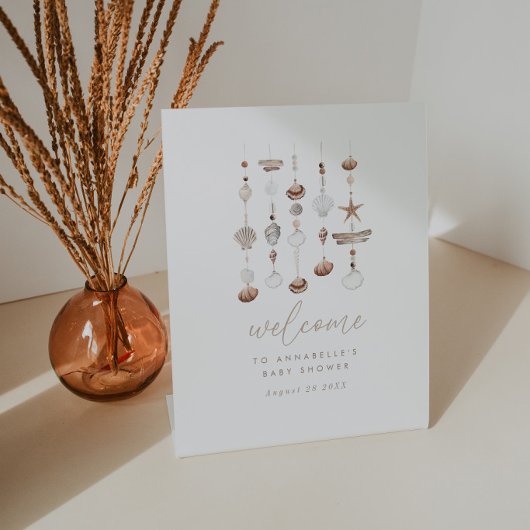 Boho Strand Schelp Reclamebord Met Voetstuk