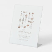 Boho Strand Schelp Reclamebord Met Voetstuk (Voorkant)