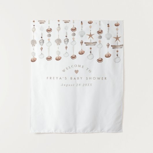 Boho Strand Schelp Welkom Bord Wandkleed (Voorkant)