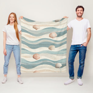 Boho Strand Schelpgolven Fleece Deken