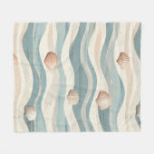 Boho Strand Schelpgolven Fleece Deken (Voorkant (Horizontaal))