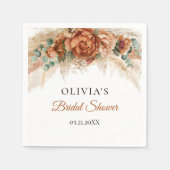 Boho strand terracotta pampas green vrijgezellenfe servet (Voorkant)