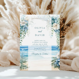 Boho Strand Watercolor Bloemenboog Trouwen Kaart
