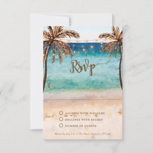 boho strand zand trouw bruidsfeest RSVP kaart (Voorkant)