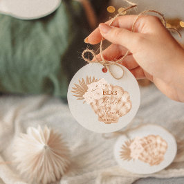 Boho Strand Zeeschelp Bruidsdouche Bedankjes Labels