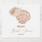 Boho Strand Zeeschelp Bruidsdouche Sparkling Wijnetiket (Enkel label)