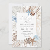 Boho-strand zeewaterverf Elegante QR-code trouwdag Kaart (Voorkant)