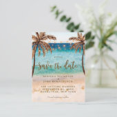 boho strandbruiloft met briefkaart op date (Staand voorkant)