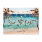 boho strandbruiloft met briefkaart op date