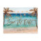 boho strandbruiloft met briefkaart op date