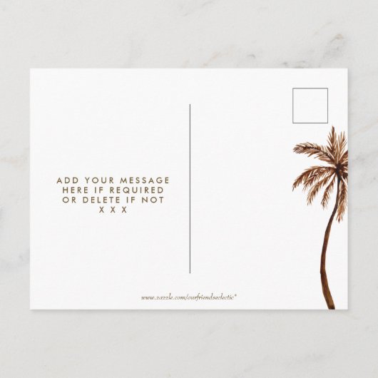 boho strandbruiloft met briefkaart op date (Achterkant)