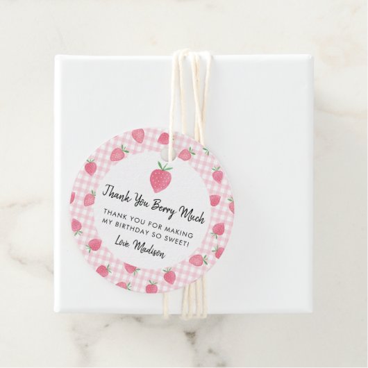 Boho Strawberry Berry Sweet Birthday Bedankjes Labels (In situ)