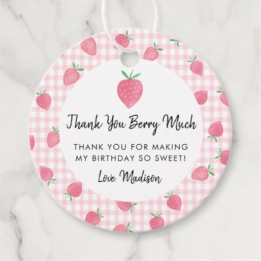 Boho Strawberry Berry Sweet Birthday Bedankjes Labels (Voorkant)