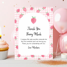 Boho Strawberry Berry Sweet Birthday Bedankkaart