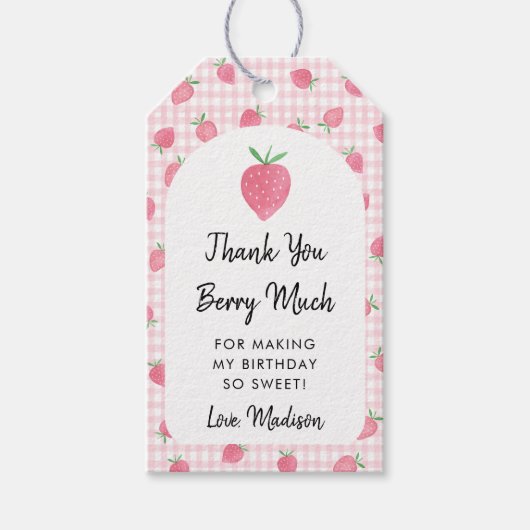 Boho Strawberry Berry Sweet Birthday Cadeaulabel (Voorkant)