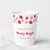 Boho Strawberry Berry Sweet Birthday Papieren Bekers (Achterkant)