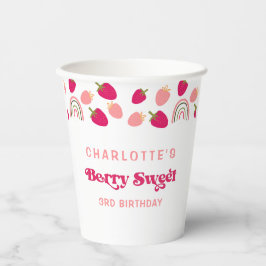 Boho Strawberry Berry Sweet Birthday Papieren Bekers