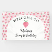 Boho Strawberry Berry Sweet Birthday Spandoek (Horizontaal)