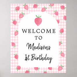 Boho Strawberry Berry Sweet Birthday Welkom Poster