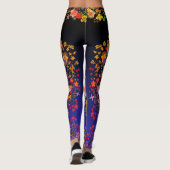 Boho Strawberry Floral Blue Ombre Leggings (Achterkant)