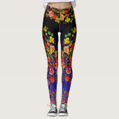 Boho Strawberry Floral Blue Ombre Leggings (Voorkant)