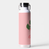Boho Strawberry Fruit Pink Personalized Name Waterfles (Voorkant)