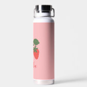 Boho Strawberry Fruit Pink Personalized Name Waterfles (Achterkant)