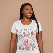 Boho Strawberry Vibes Coquette Bloemen Girly Roze T-shirt
