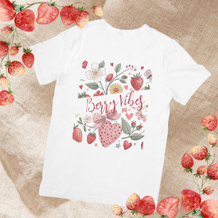Boho Strawberry Vibes Coquette Bloemen Girly Roze T-shirt