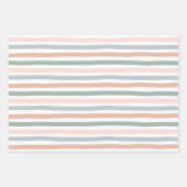 Boho Striped Birthday Baby shower Pink Blue Green Inpakpapier Vel (Voorkant)