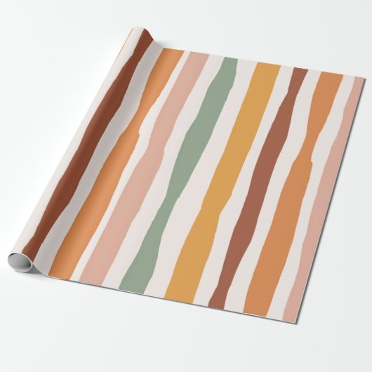 Boho Striped Wrapping Paper Cadeaupapier (Uitgerold)