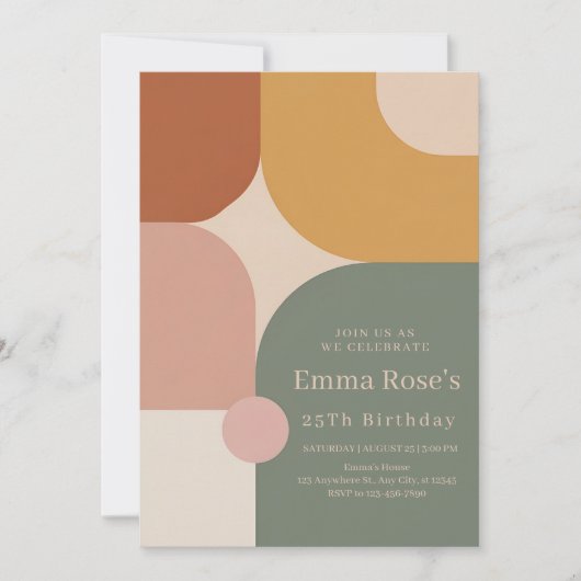 Boho Stripes Birthday Bash – Mint & Orange Kaart (Voorkant)