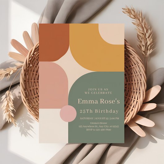 Boho Stripes Birthday Bash – Mint & Orange Kaart