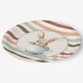 Boho Stripes & Bunny Pasen Papieren Bordje (Gekanteld)