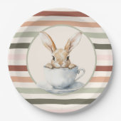 Boho Stripes & Bunny Pasen Papieren Bordje (Voorkant)