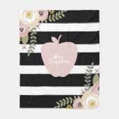 Boho Stripes Dusty Floral Pink Apple leraar Fleece Deken (Voorkant)