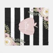 Boho Stripes Dusty Floral Pink Apple leraar Fleece Deken (Voorkant (Horizontaal))